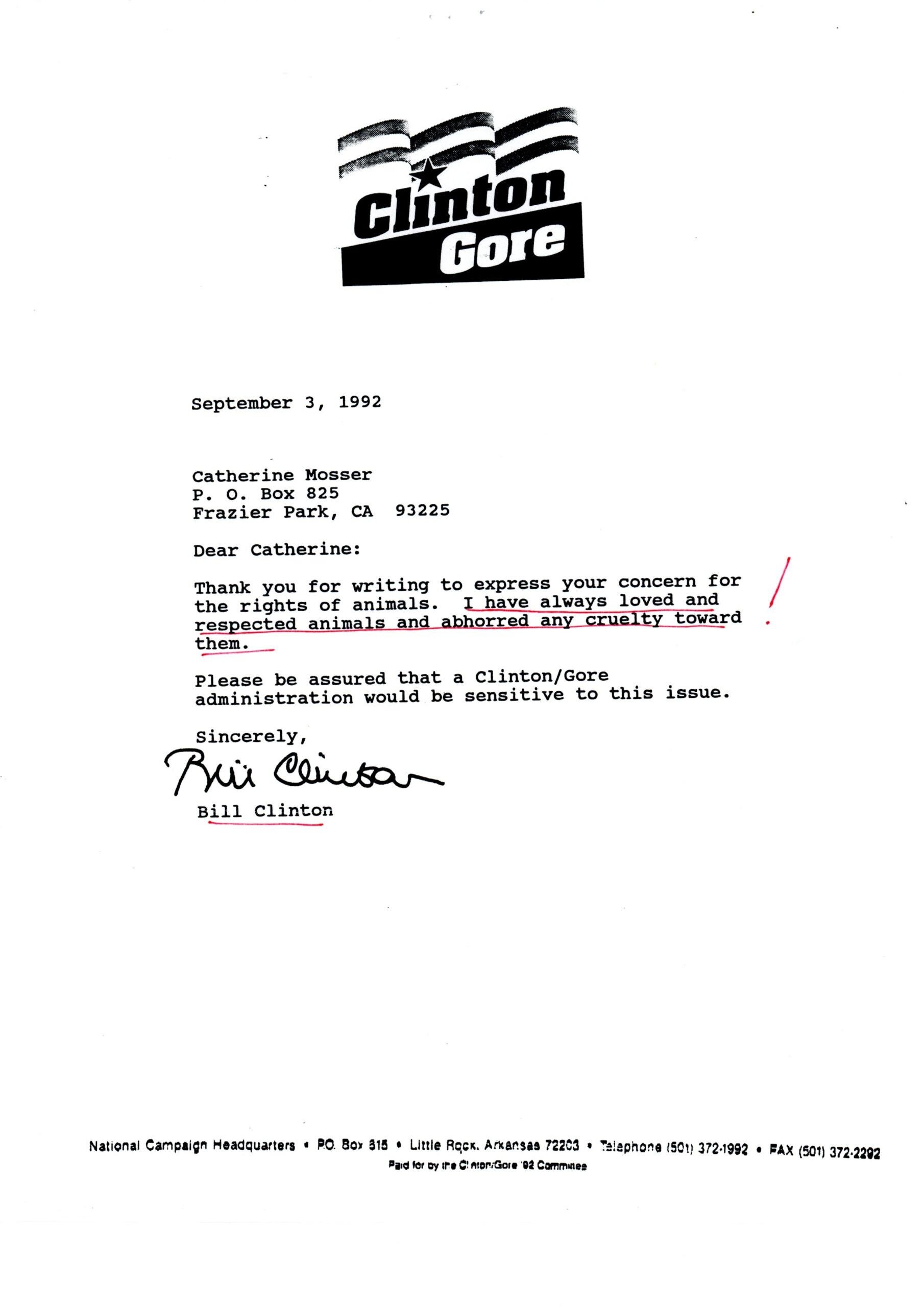 Letter from Bill Clinton